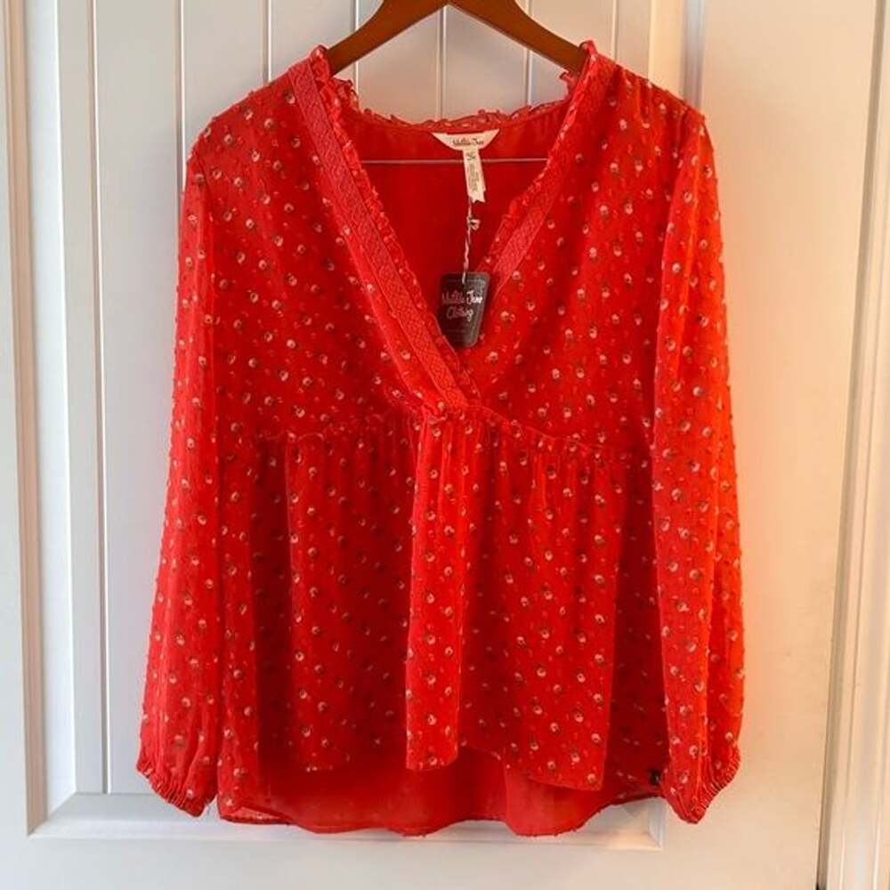 NWT Matilda Jane Red Floral Peplum Blouse – Size M